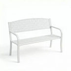 Banc d'extérieur en métal 2 places pour jardin, bancs en acier avec dossier géométrique pour terrasse, jardin et porche