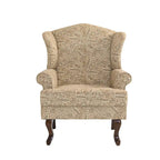 2 fauteuils d'appoint à dossier haut traditionnels, revêtus de tissu