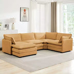 Canapé modulaire moderne 5 places en velours côtelé, surdimensionné, 113,4 po (L) x 79,13 po (l), avec pouf, canapé en U avec coin salon, HYLEORY