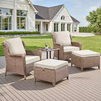 GDFStudio Halston Salon de jardin en osier avec coussins et table d'appoint