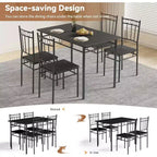 Ensemble de salle à manger rectangulaire Dyonery pour 4 personnes, table de cuisine 5 pièces et 4 chaises, ensemble de table de salle à manger, ensemble de table de cuisine compact pour petit espace