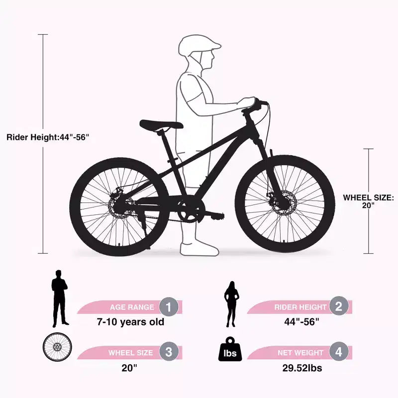 Vélos, vélo de route hybride de 20 pouces pour enfants de 7 à 10 ans, vélo de ville en acier, vélo de plage, de route ou de ville à une vitesse pour garçons et filles