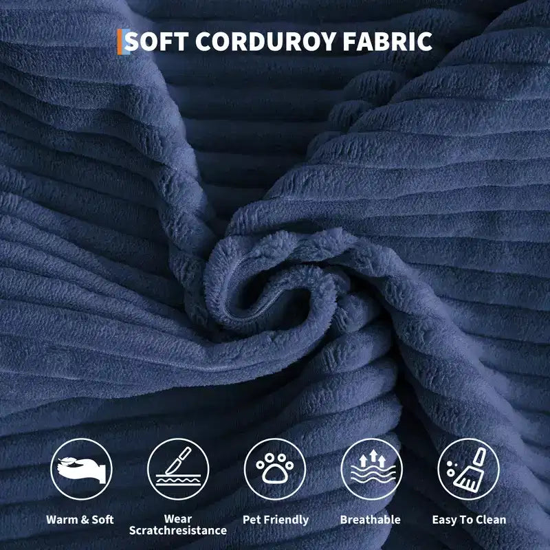 Canapé futon moderne en velours côtelé de 79 po pour petits espaces, canapé-lit convertible 5 en 1 avec accoudoirs et oreillers amovibles