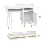 Bureau informatique avec 2 tiroirs, bureau moderne en rotin pour la maison avec caisson de classement