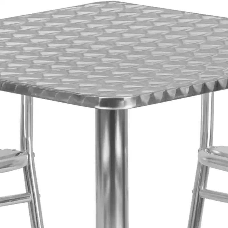 Ensemble table carrée en aluminium Emma et Oliver 27,5 avec 4 chaises à dossier à lattes
