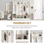 Meuble d'entrée large CLIHOME avec banc de rangement, armoire à chaussures minimaliste avec cubes de rangement et étagères