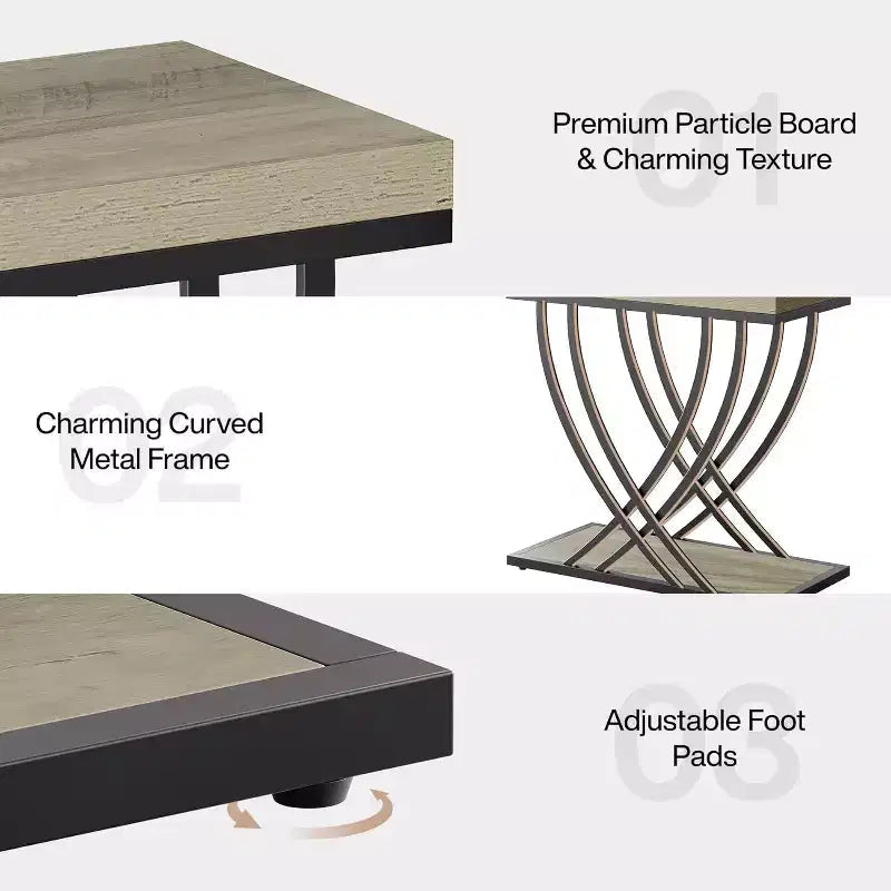 Table d'appoint Lantine, table d'appoint étroite à 2 niveaux pour salon, tables de chevet industrielles avec cadre métallique pour chambre à coucher, canapé, petits espaces, gris