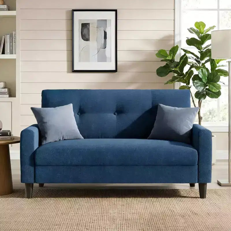Dyonery 50, canapé Loveseat, 2 places pour bureau et petits espaces, assise profonde de 61 cm, cadre en bois massif certifié FSC, assemblage sans outils