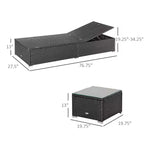 Ensemble de 2 chaises longues avec dossier réglable sur 5 positions, table basse d'extérieur, coussins déperlants, chaises de piscine en rotin PE