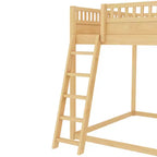 Lit mezzanine Bellemave avec tête de lit rembourrée et étagères de rangement, cadre de lit mezzanine en bois massif avec échelle et toboggan pour enfants