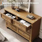 Commode de chambre, commode large à 6 tiroirs, organisateur de rangement, commode en bois moderne avec poignées métalliques pour couloir, entrée, bureau à domicile