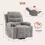 Fauteuil inclinable releveur avec massage et chauffage, fauteuils inclinables électriques surdimensionnés, siège de cinéma maison avec 2 porte-gobelets latéraux, fauteuil simple inclinable à bascule