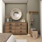 Miroir mural en bois 35x35 avec effet blanchi crème - Olivia & May : Aucun assemblage, cadre en MDF, usage intérieur