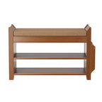 Banc à chaussures en bambou ELECWISH 31,5 avec rangement - Étagère à chaussures à 2 niveaux, tiroir caché et organisateur latéral, marron
