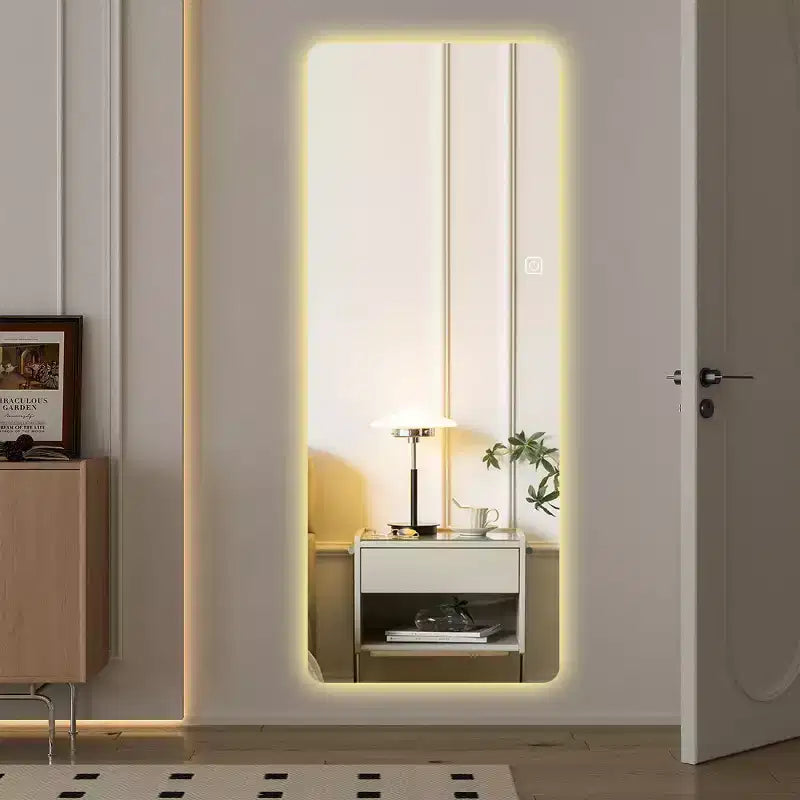 Miroir de courtoisie LED pleine longueur avec lumières, 3 modes de couleur à intensité variable, installation au sol ou murale, miroir de maquillage moderne pour chambre à coucher-Panipeachy