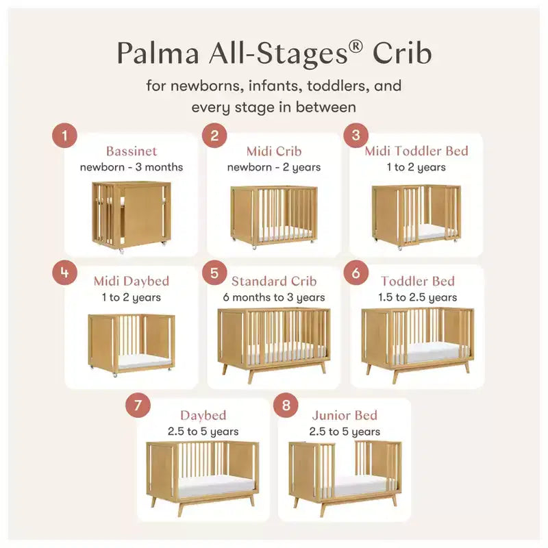 Lit de bébé convertible 8-en-1 Babyletto Palma avec berceau et kits pour lit de tout-petit