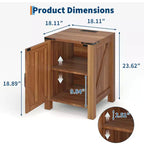 Lot de 2 tables de chevet de ferme avec station de recharge, table de nuit rustique avec porte de grange et étagère réglable, petite table d'appoint pour chambre et salon.