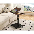 1 Table d'appoint en C, Table de lit à roulettes réglable en hauteur, Table de canapé multi-usage et Bureau d'ordinateur portable pour petits espaces
