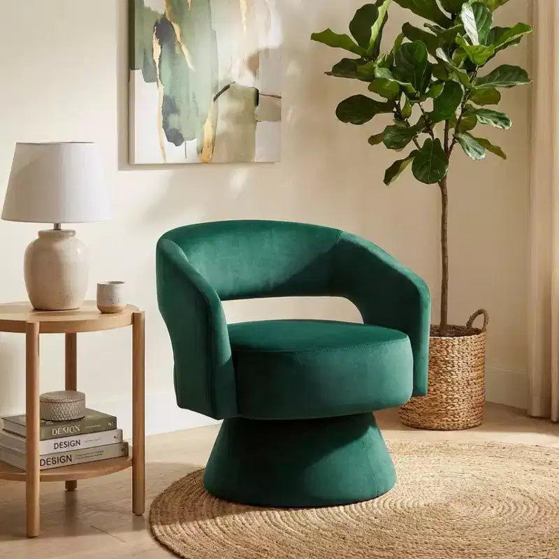 Fauteuil pivotant d'appoint de luxe moderne en velours GDFStudio Hudson