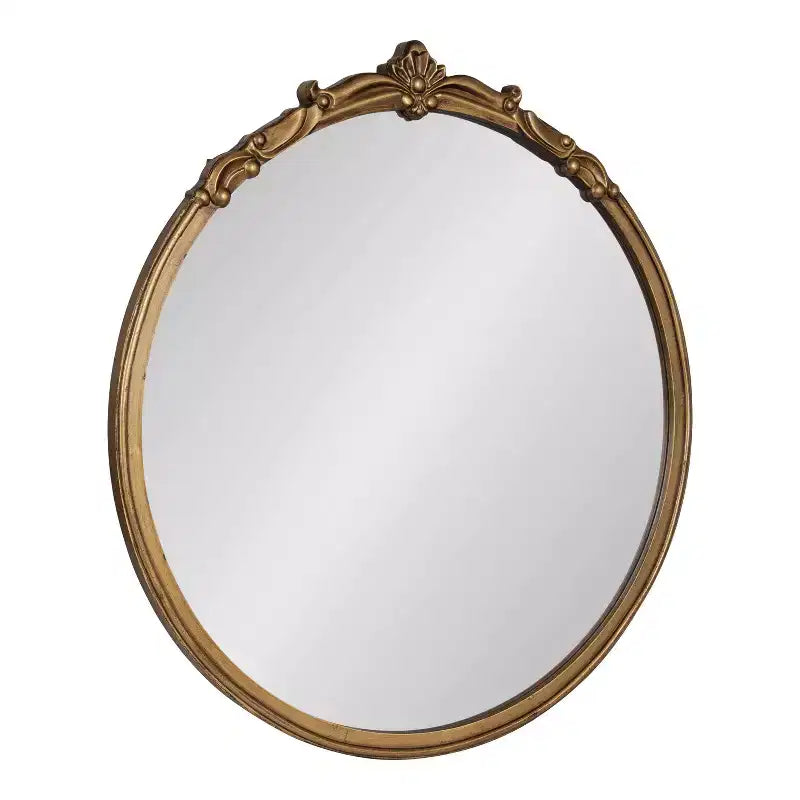 30" x 30" Marchon Framed Wall Mirror Gold - Kate & Laurel All Things Decor: Modern Round Decorative, No Assembly Required
