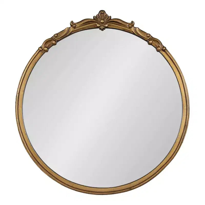 30" x 30" Round Framed Wall Mirror - Gold Antique Finish, No Assembly Required