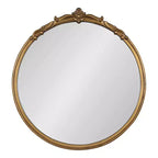 Miroir mural rond encadré 30" x 30" - Finition antique dorée, aucun assemblage requis