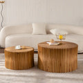 Tables basses cylindriques gigognes avec motif en relief texturé vertical (lot de 2)