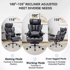 Efomao Chaise de Bureau Ergonomique 400 lbs, Grande Chaise d'Ordinateur en Cuir PU pour Personnes de Grande Taille, Fauteuil de Direction avec Repose-Pieds et Soutien Lombaire
