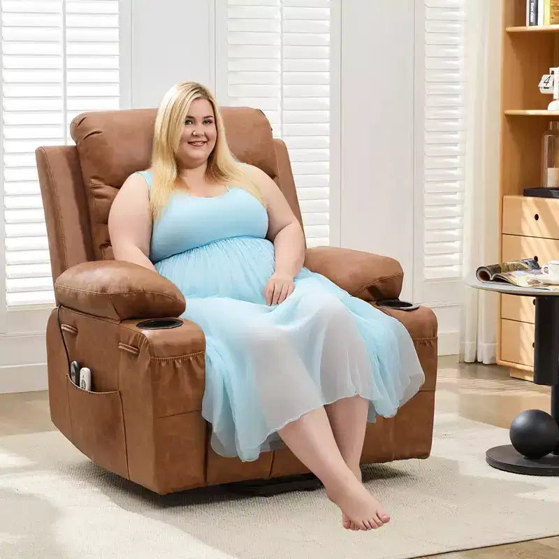 Fauteuil inclinable releveur avec massage et chauffage, fauteuils inclinables électriques surdimensionnés, siège de cinéma maison avec 2 porte-gobelets latéraux, fauteuil simple inclinable à bascule