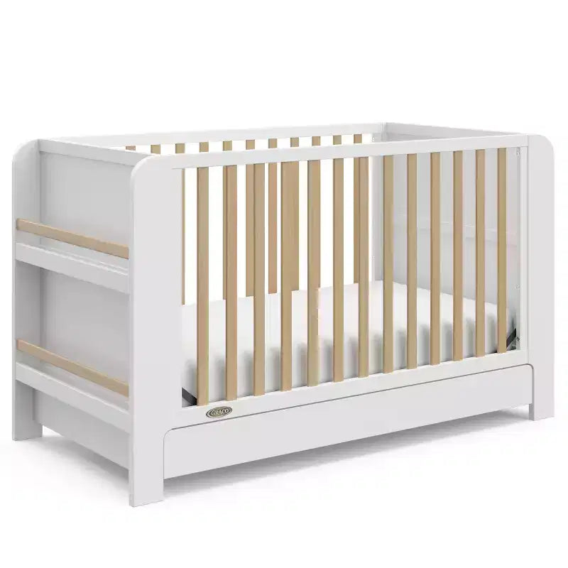Lit bébé convertible 4-en-1 avec tiroir et étagères amovibles, base de matelas réglable