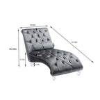 Chaise longue inclinable en velours capitonnée avec oreiller et pieds en acrylique