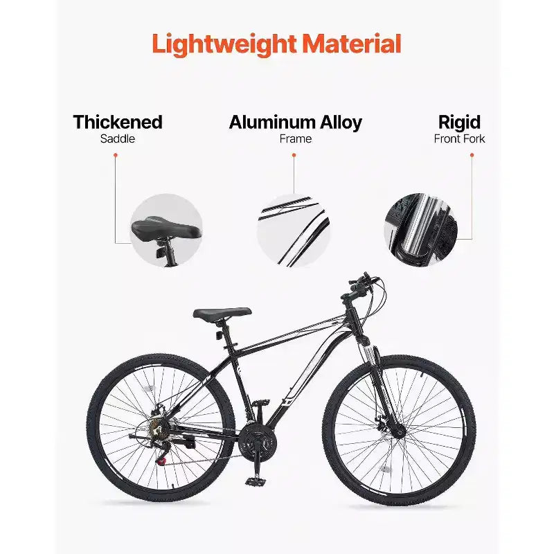 VTT 29 pouces avec suspension avant, cadre en aluminium 21 vitesses avec double frein à disque