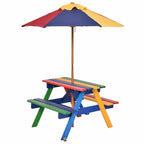 Table de pique-nique pliante Costway pour enfants 4 places avec parasol pour jardin