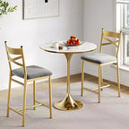 Lot de 4 tabourets de bar, chaises de bar rembourrées en PU, chaises d'îlot de cuisine avec dossier en X et repose-pieds en métal, chaises de comptoir noires