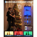 Meuble de bar d'angle Garvee à 5 niveaux, meuble à liqueurs de 181,6 cm de haut avec lumières LED pour la maison