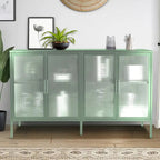 Meuble en métal et verre trempé avec étagère réglable