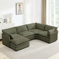 Canapé modulaire moderne 5 places en velours côtelé, surdimensionné, 113,4 po (L) x 79,13 po (l), avec pouf, canapé en U avec coin salon, HYLEORY