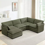 Canapé modulaire moderne 5 places en velours côtelé, surdimensionné, 113,4 po (L) x 79,13 po (l), avec pouf, canapé en U avec coin salon, HYLEORY