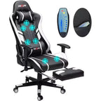 Douxlife Fauteuil de Jeu Ergonomique Moderne avec Massage à 7 Points, Repose-Pieds et Accoudoirs Réglables Noir et Blanc
