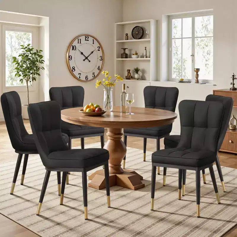 Bekrvio Lot de 6 chaises de salle à manger, modernes, rembourrées, en similicuir, avec haut dossier, pieds en métal, chaises de cuisine sans accoudoirs pour salon et salle à manger