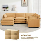 Canapé modulaire moderne 5 places en velours côtelé, surdimensionné, 113,4 po (L) x 79,13 po (l), avec pouf, canapé en U avec coin salon, HYLEORY