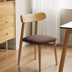 Chaise de salle à manger moderne sans accoudoirs en cuir à dossier bas