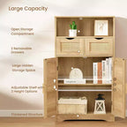 Meuble de rangement en rotin avec 2 tiroirs et étagères réglables pour cuisine/maison