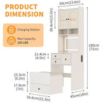 Coiffeuse 3-en-1 avec miroir lumineux, table de toilette compacte avec tiroirs, compartiment de rangement et tabouret roulant pour chambre à coucher