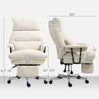 Fauteuil de bureau de direction avec soutien lombaire, repose-pieds, dossier haut inclinable, rembourré
