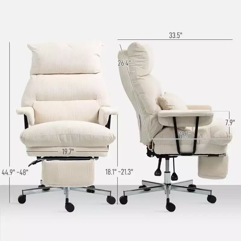 Fauteuil de bureau de direction avec soutien lombaire, repose-pieds, dossier haut inclinable, rembourré