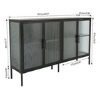 Meuble en métal et verre trempé avec étagère réglable