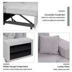 Sectionnel réversible en L de 104,5 po avec chaise longue de rangement et 2 poufs – Canapé-lit convertible 3 places pour salon