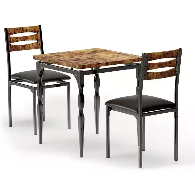 Ensemble de salle à manger 3 pièces pour petits espaces, table et 2 chaises à pieds en spirale, ensemble de table de cuisine compact pour appartements