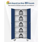 Armoire de rangement à casiers 72 H – Armoire métallique robuste avec 2 portes et 4 étagères réglables, organisateur utilitaire verrouillable pour garage et bureau – Bleu